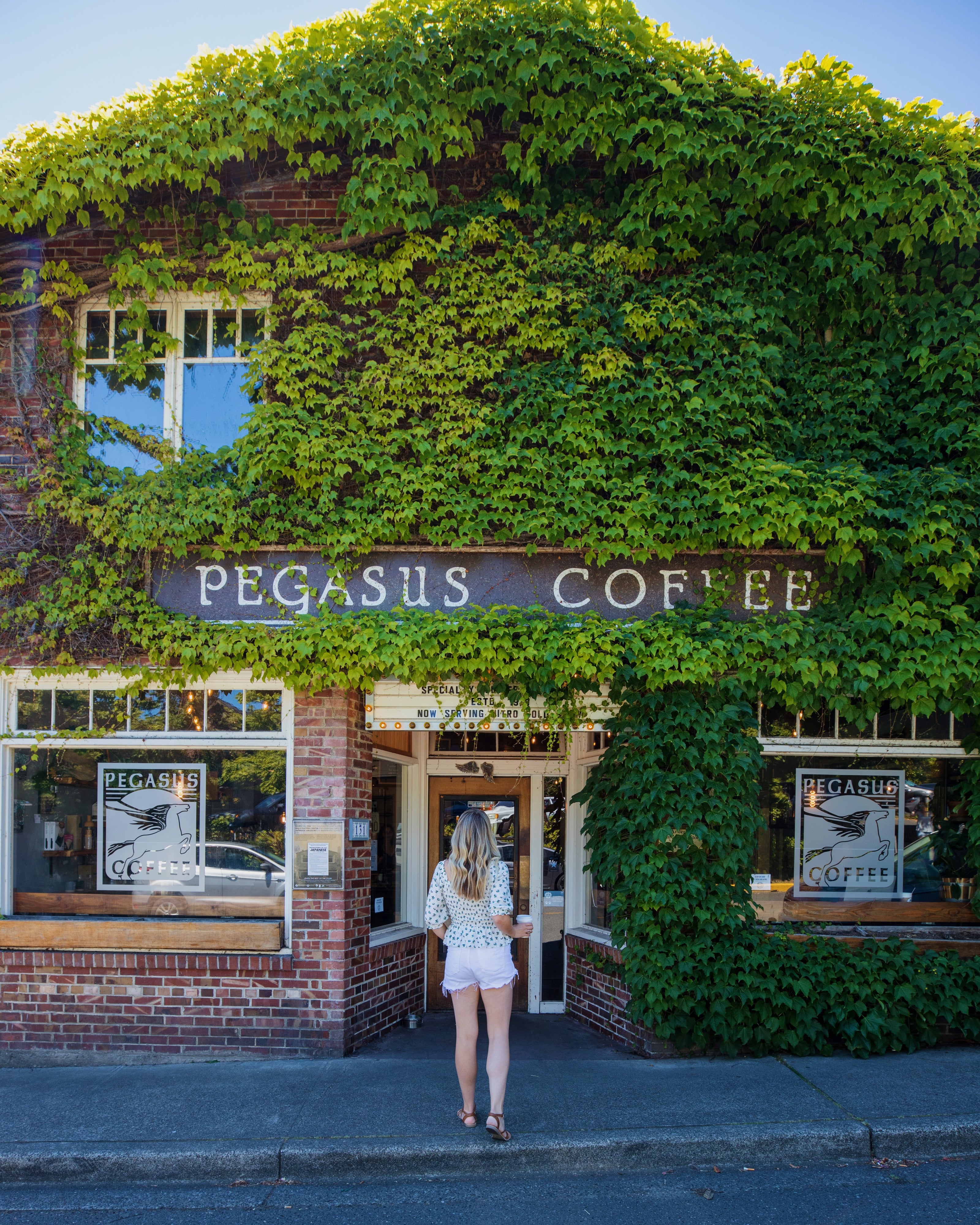 Exterior shot of pegasus coffee house