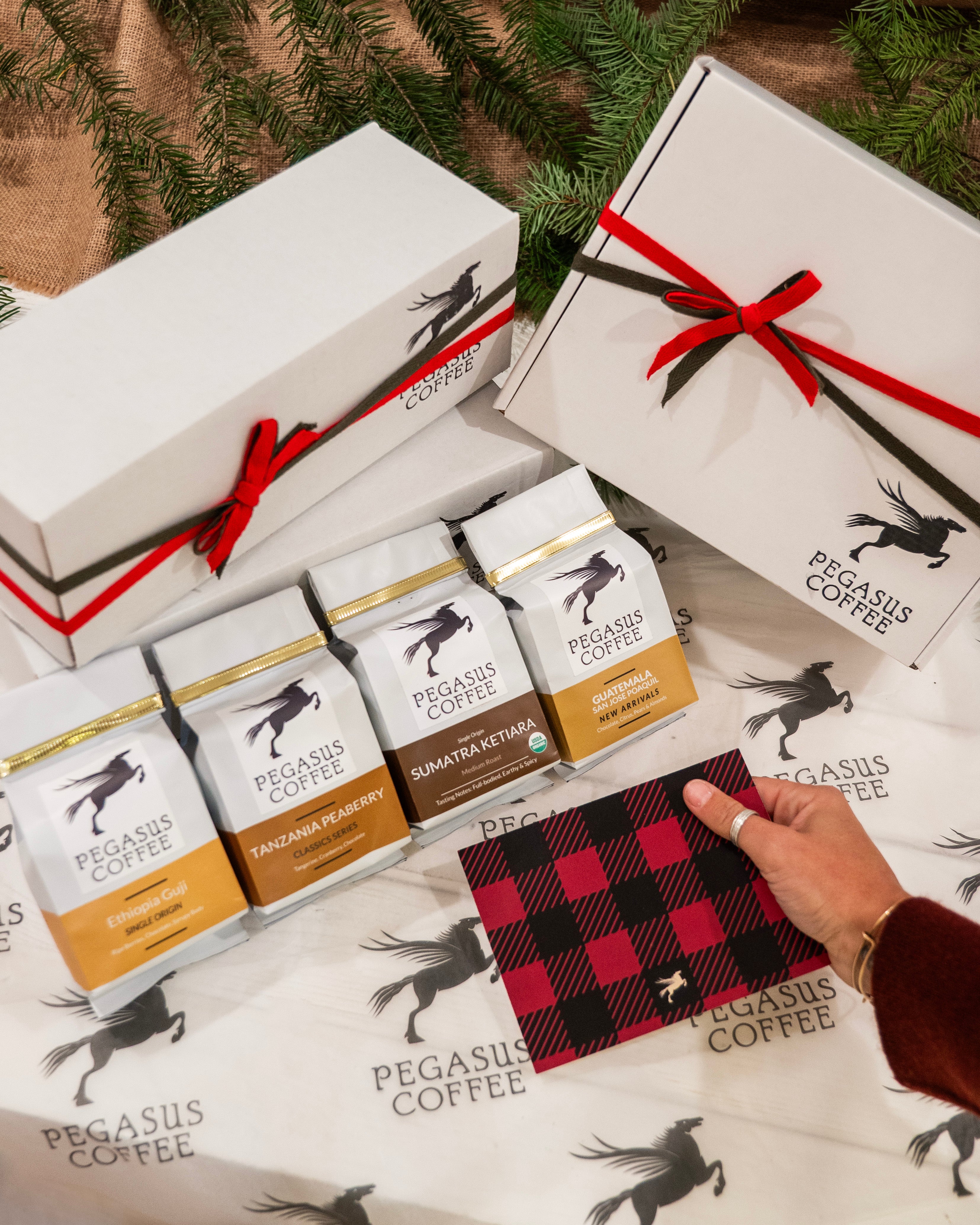 pegasus coffee gift set with christmas card as a gift idea
